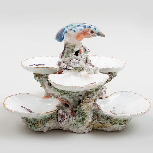 Derby Porcelain Sweetmeat Dish with Kingfisher Finial