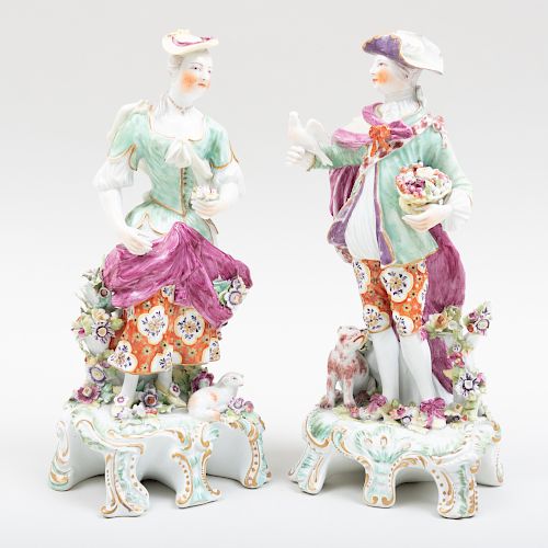 Pair of Derby Porcelain Figure of a Shepherd and a Shepherdess