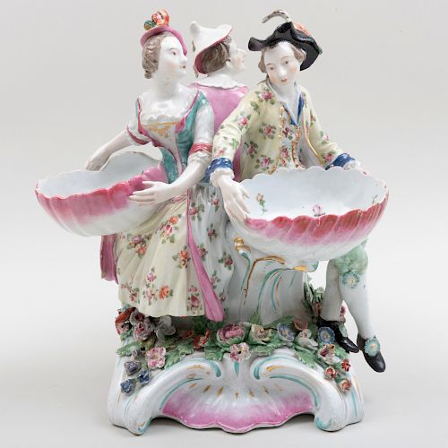 English Porcelain Figural Sweetmeat Dish, Probably Derby