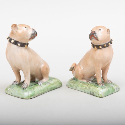Pair of Derby Porcelain Models of Pug Dogs