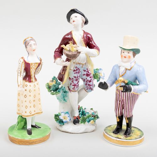 Stevenson & Hancock Derby Porcelain Figure of an Actor and Two Other English Porcelain  Figures