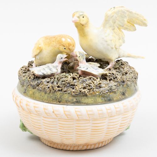 English Porcelain Nesting Birds Box and Cover