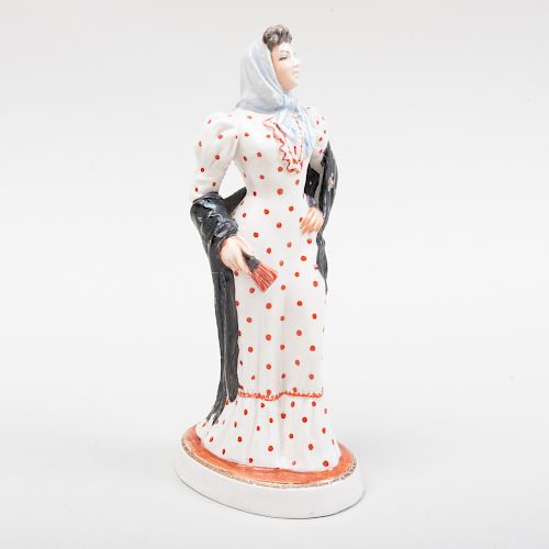 Continental Porcelain Figure with a Polka Dot Dress