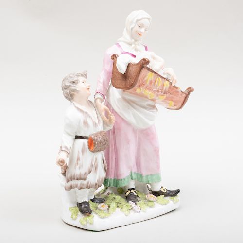 Samson Porcelain Figure Group of a Mother and Children