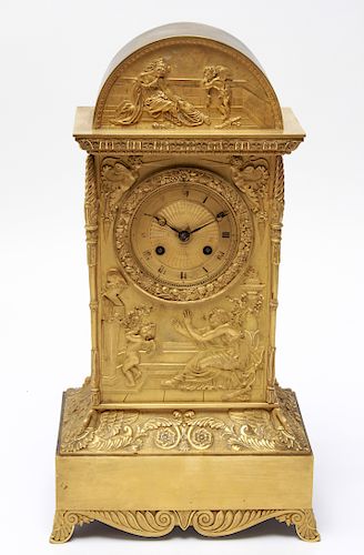 Neoclassical Gilt-Bronze Allegory Mantel Clock