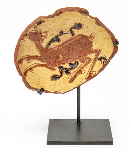 Persian Terracotta Bowl Fragment with Animal