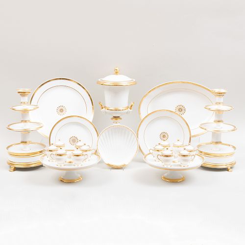 Group of Paris Porcelain Gold Band Serving Pieces