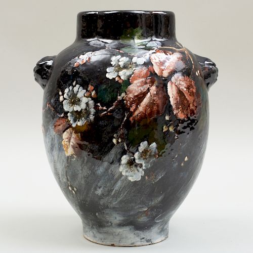 Haviland & Co. Edouard Girard Glazed Earthenware Barbotine Vase