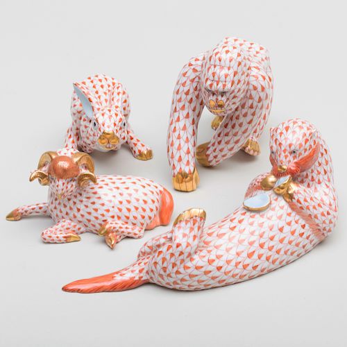 Group of Four Herend Porcelain Animals