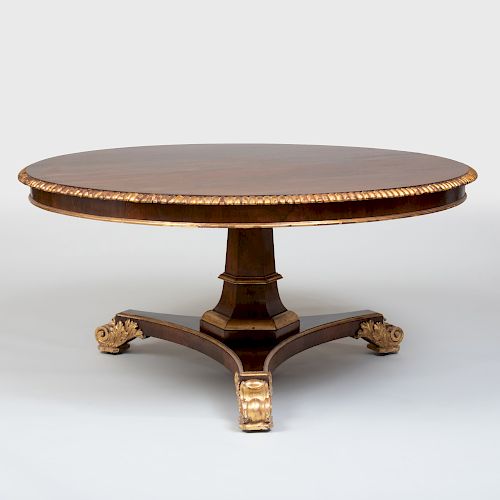Late Regency Rosewood and Parcel-Gilt Center Table