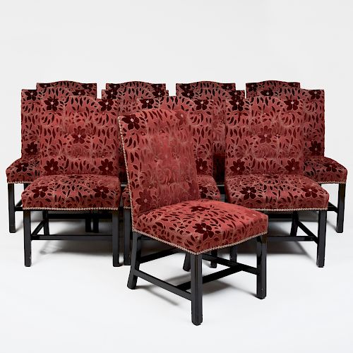 Set of Twelve George III Style Ebonized Dining Chairs