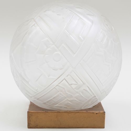 French Art Deco Globular Opalescent Glass Table Lamp