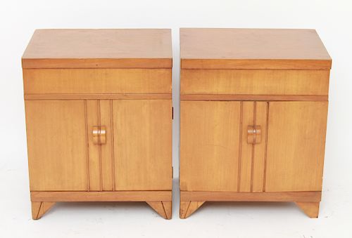 Deskey Style Mid-Century End Tables, Pair