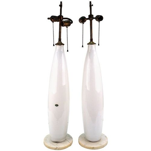Mid-Century Venetian Balboa Glass Table Lamps, Pr