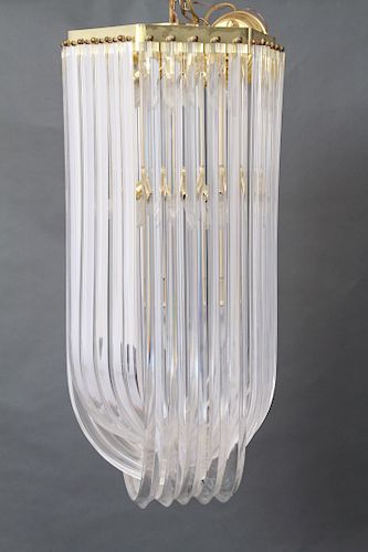 Lucite Chandelier w Intersecting Bands