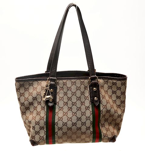 Gucci Monogram Canvas and Leather Bag