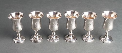 Sterling Silver Footed Cordial Cups, 6