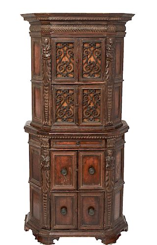 17th / 18th C. Italian Carved Beechwood Cabinet