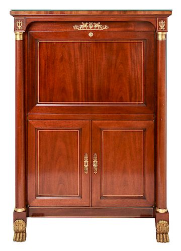 French Empire Style Drop Front Secretary Cabinet