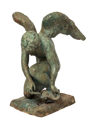 Jean Antoine Style Large Bronze Angel Sculpture