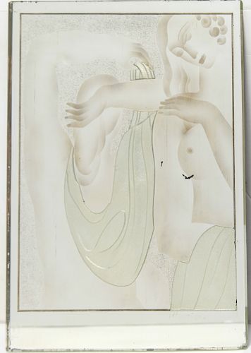 David Harriton Art Deco Female Nudes Mirror Plaque