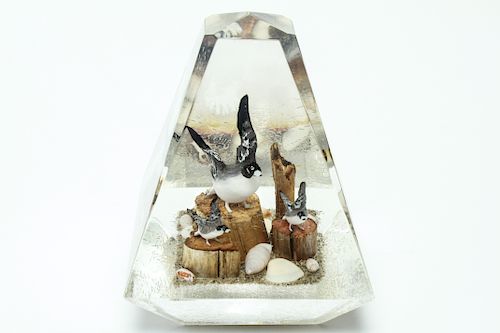 Geese, Driftwood & Shells in Acrylic Sculpture