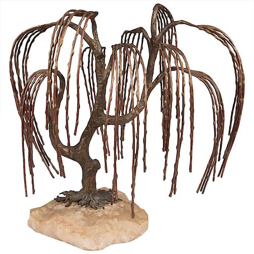 Brian Bijan Weeping Willow Mixed Metals Sculpture