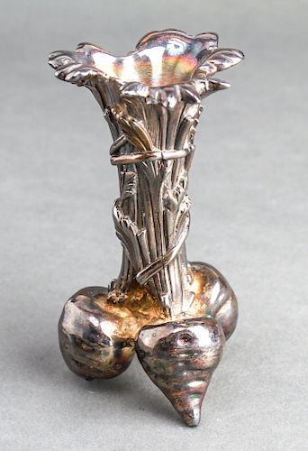 Cristofle Silver-Plate Bud Vase w Turnip Motif