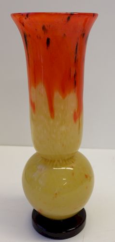 SCHNEIDER France. Signed Art Glass Vase.
