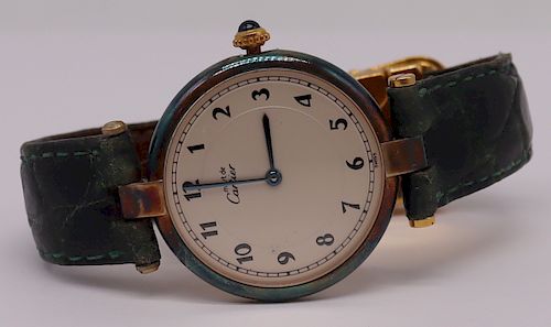JEWELRY. Must de Cartier Vermeil Sterling Watch.