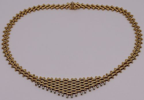 JEWELRY. Italian 14kt Gold and Diamond Necklace.