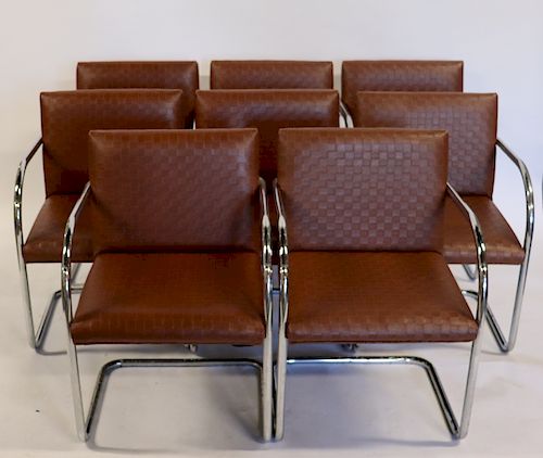 MIDCENTURY. 8 Chrome And Upholstered Arm Chairs.