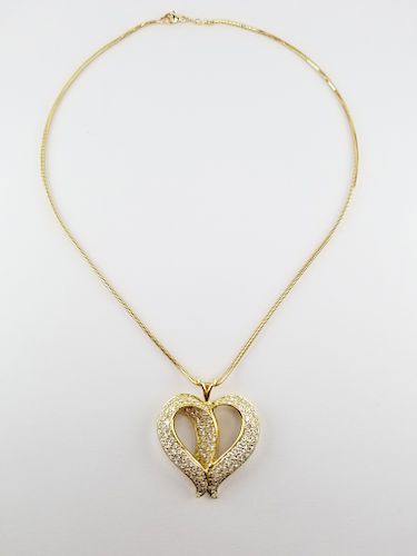 14K Gold & Diamond Heart Pendant
