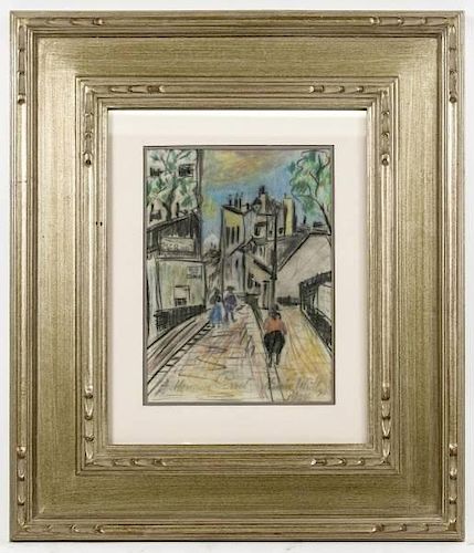 Maurice Utrillo Signed 1924 Pastel, French Street