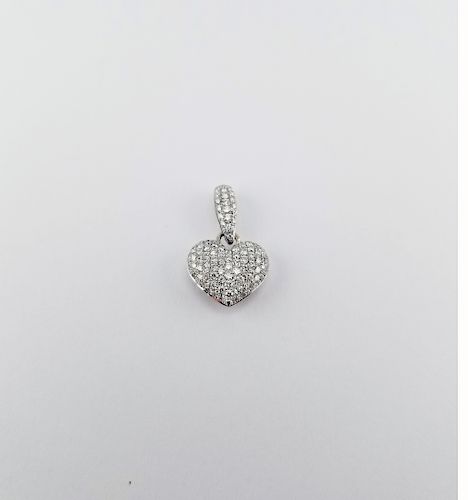 14K White Gold & Diamond Heart Pendant