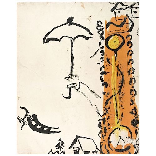 MARC CHAGALL, The umbrella and the clock, 1975. 