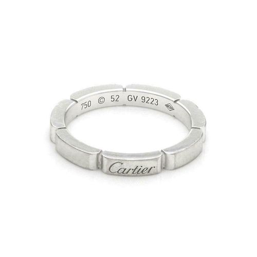 Cartier Maillon Panthere 18k White Gold 1 Row Band Ring Size 52-US 6 