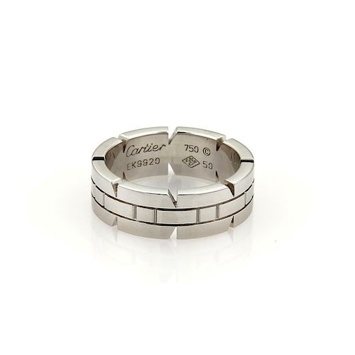 Cartier Tank Francaise 18k White Gold 6mm Band Ring Size EU 50- US 5.25