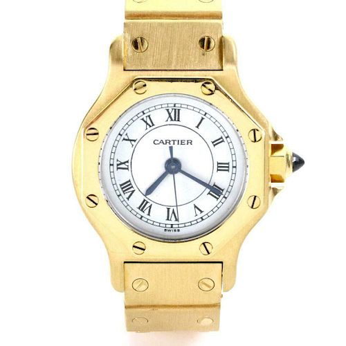 Cartier Santos 18k Automatic Octagon Ladies Wrist Watch 