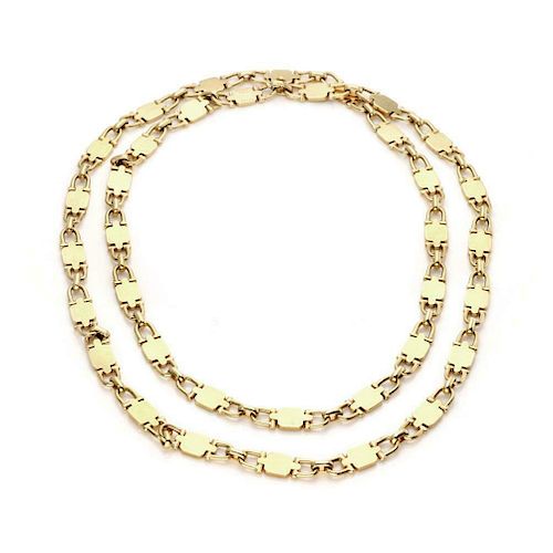 Cartier Vintage 18k Yellow Gold Fancy Flat Link Long Necklace 28"