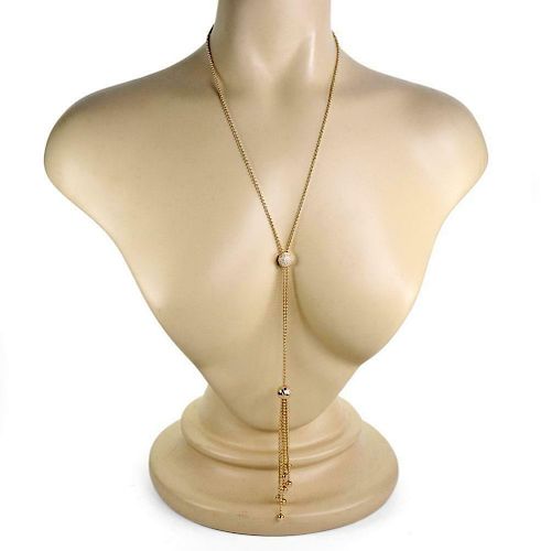 Cartier Diamond Draperie 18k Tassel Pendant Bead Lariat Necklace 