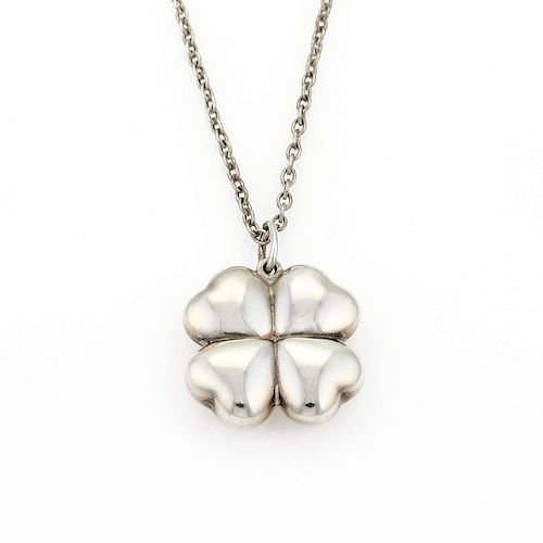 Georg Jensen Four Leaf Clover Silver Pendant & Chain Necklace 