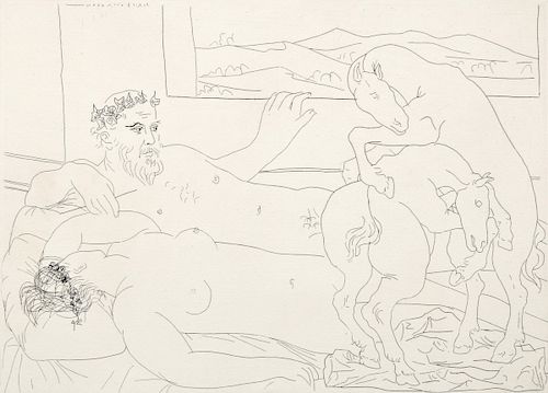 Pablo Picasso "Le Repos du Sculpteur III" Etching, Signed (Bloch 173)