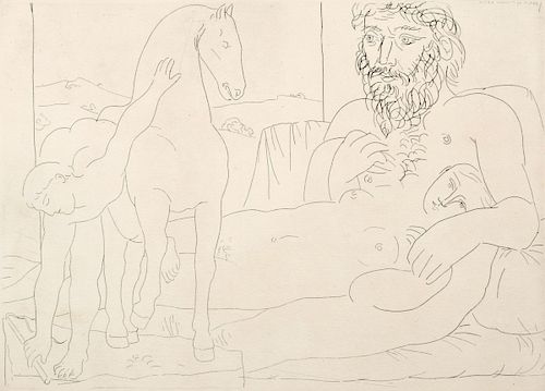 Pablo Picasso "Le Repos du Sculpteurâ€¦" Etching, Signed (Bloch 164)