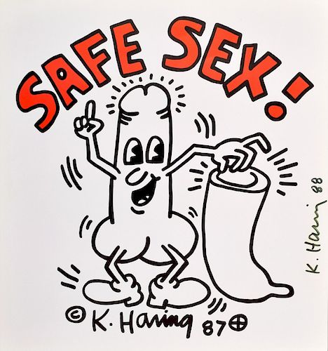 Keith Haring "Safe Sex" Mini Poster, Signed