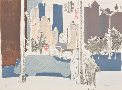 Fairfield Porter "Street Scene" Lithograph, Signed Edition
