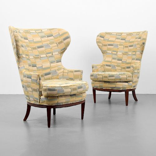 Pair of Wingback Chairs, Manner of Paolo Buffa