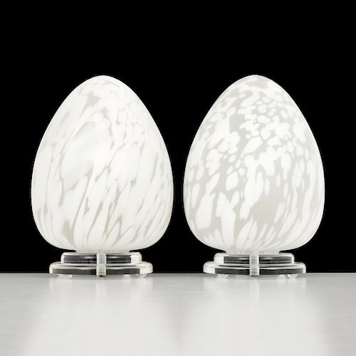 Pair of Murano Egg Lamps