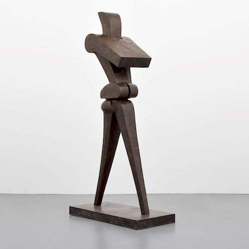 Large Sorel Etrog "Rushman" Bronze Figural Sculpture, 62.5"h