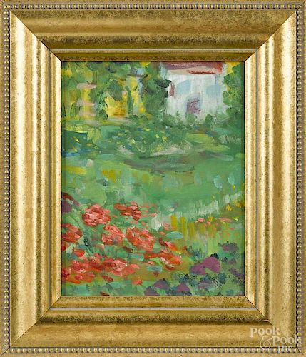 Oil on canvas impressionist landscape, signed Jane Zell Rawes, 10'' x 8''.